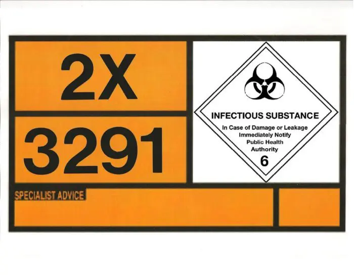 UN Placard for Static Tanks Alum. 700x400mm Class 6 Infectious