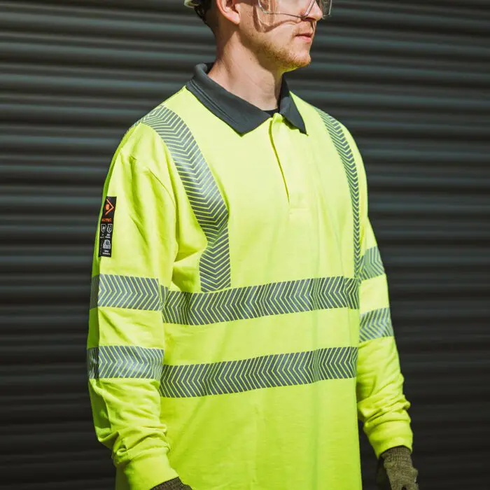 HAZTEC® Brega Inherent FR AS ARC Hi-Vis Long Sleeved Poloshirt - Image 3