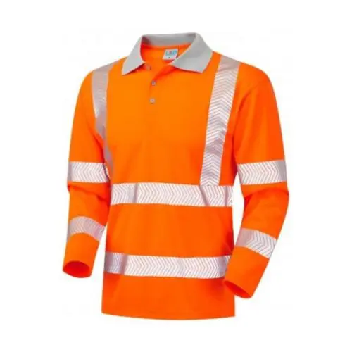 HV0038 Hi-Vis Long Sleeve Coolvis Polo Shirt - Orange