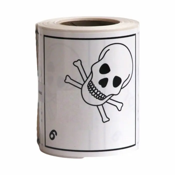 HD8611 UN Diamonds Self Adhesive Roll 100 x 100mm 250 Labels Class 6 Toxic
