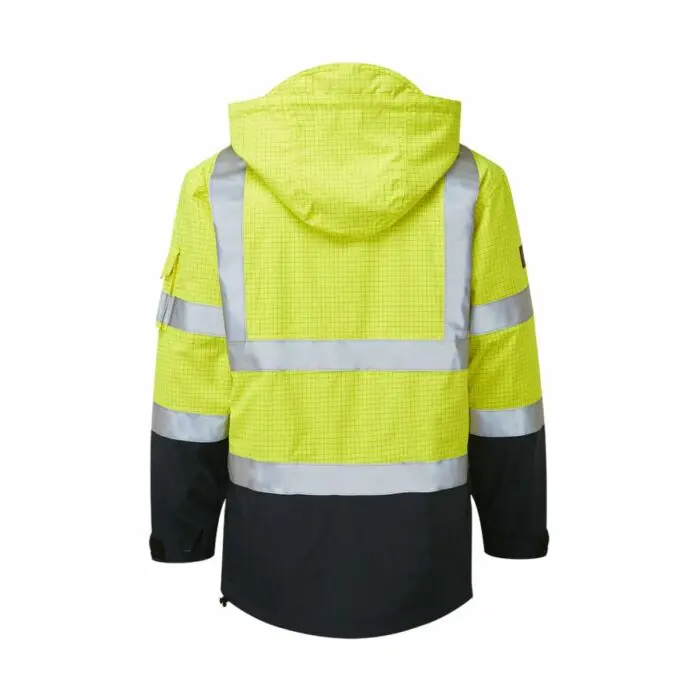 AS9464 HAZTEC® Boulton FR AS Hi-Visibility Waterproof Traffic Jacket - Yellow_Navy Back