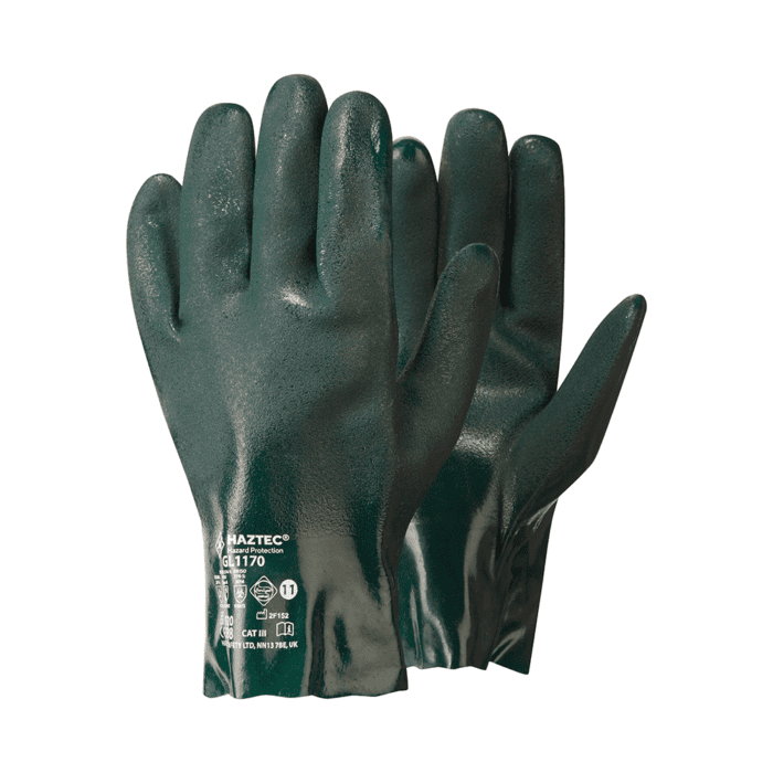 HAZTEC® Double Dipped Green PVC Gauntlet, 11" Long