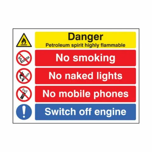 SS16228Q Petroleum Spirit Highly Flammable_No Smoking Etc (600 x 450mm)