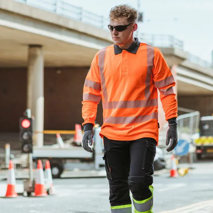 HAZTEC® Orwell Inherent FR AS ARC Hi-Vis Long Sleeved Poloshirt RIS-3279 - Image 3