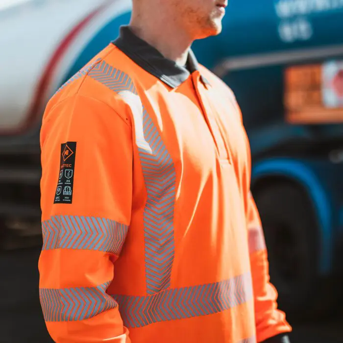 HAZTEC® Orwell Inherent FR AS ARC Hi-Vis Long Sleeved Poloshirt RIS-3279 - Image 4