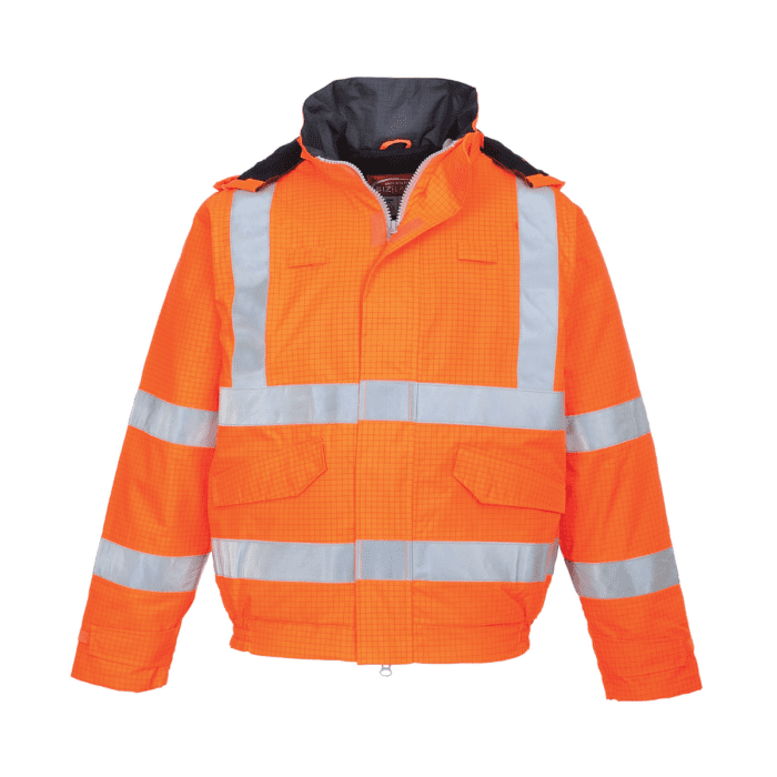 AS5773_Hi-Vis Antistatic FR Waterproof Bomber Jacket_Orange