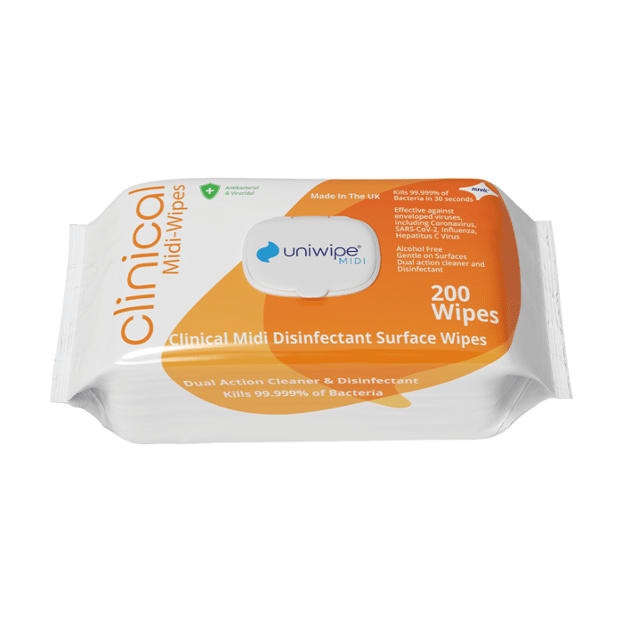 Uniwipe Midi Clinical Disinfectant Wipes - Pack of 200