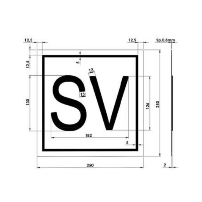 250 x 250mm SV Embossed Stainless Steel Sign