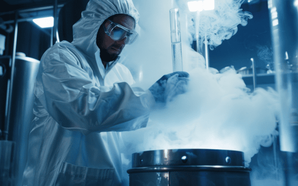 Handling dry ice with cryogenic gloves