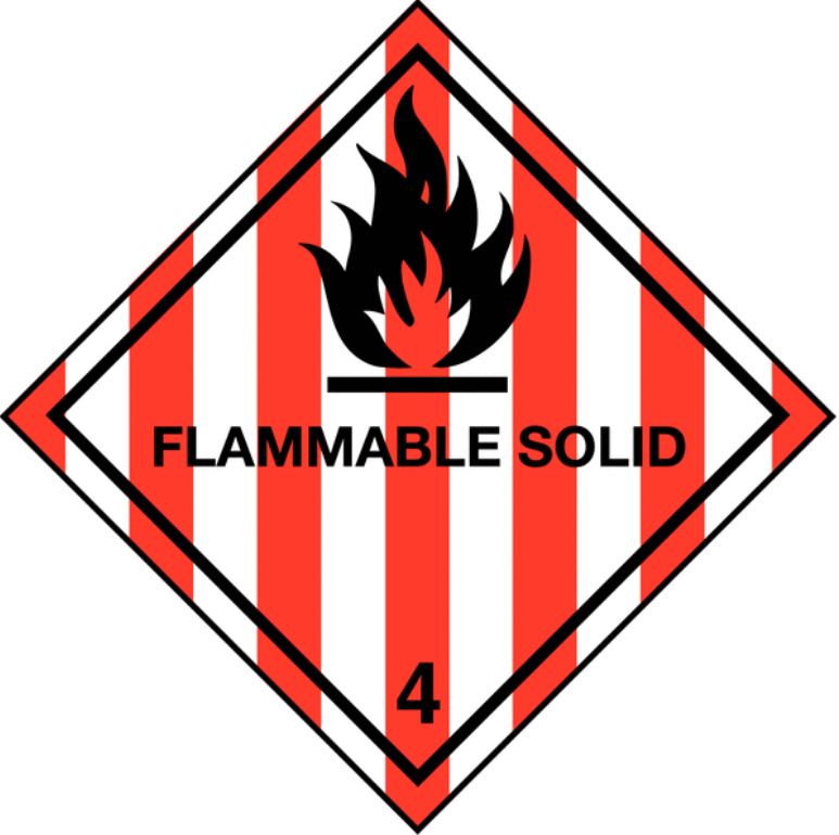 UN Hazard Warning Diamond Class 4.1 Flammable Solids, SelfReactive