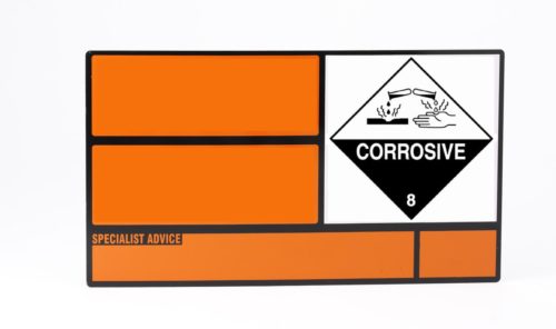 UN Placard Label for Static Tanks Self Adhesive 700x400mm Class 8 Corrosive