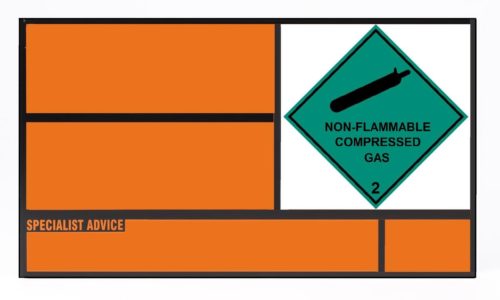 UN Placard for Static Tanks Alum. 700x400mm Class 2 Non Flam Non Toxic Gas