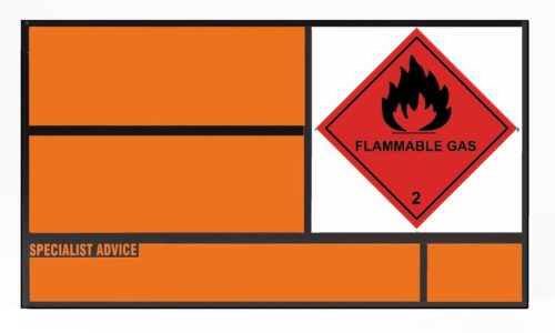 UN Placard for Static Tanks Aluminium 700x400mm Class 2 Flam Gas