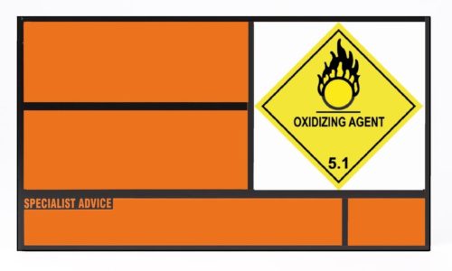 UN Placard for Static Tanks Alu. 700x400mm Class 5 Oxidising