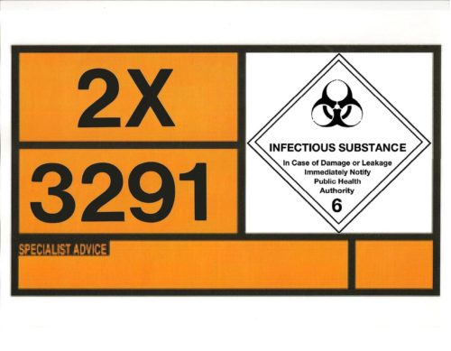 UN Placard for Static Tanks Alum. 700x400mm Class 6 Infectious