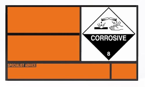 UN Hazchem Placard for Static Tanks Aluminium 700x400mm Class 8