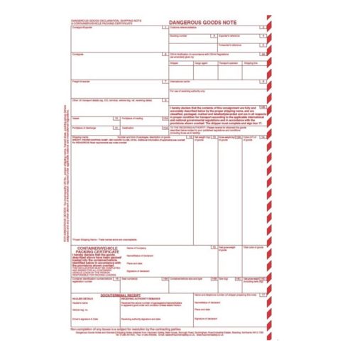 AE0010 Dangerous Goods Notes (DGN Notes) Glued - Pack of 100 sets
