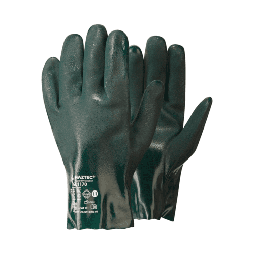 HAZTEC® Double Dipped Green PVC Gauntlet, 11" Long