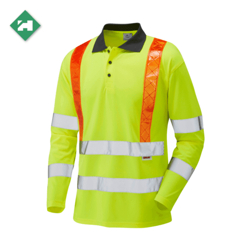 HV0067_EcoViz Orange Brace Sleeved Polo Shirt