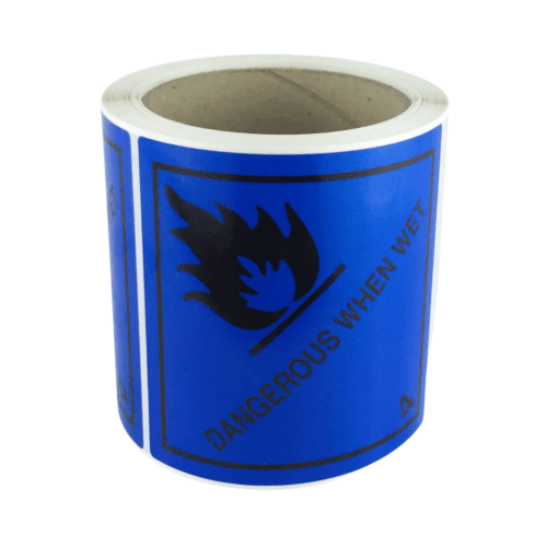 HD8412_UN Diamonds SA on Roll 100 x 100mm 250 Labels Class 4.3 Dangerous When Wet