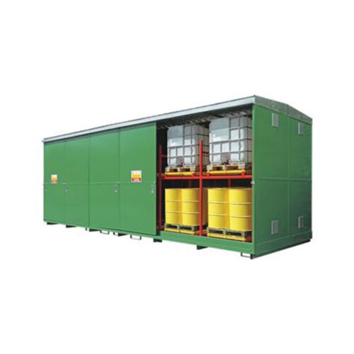 Dual Purpose Pushback Bunded Storage Unit 96 Drum, 24 IBC