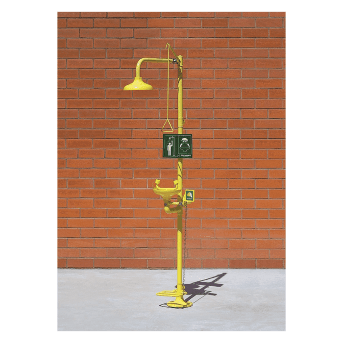 Floor Mounted Emergency Shower with Treadle Operated Eyewash