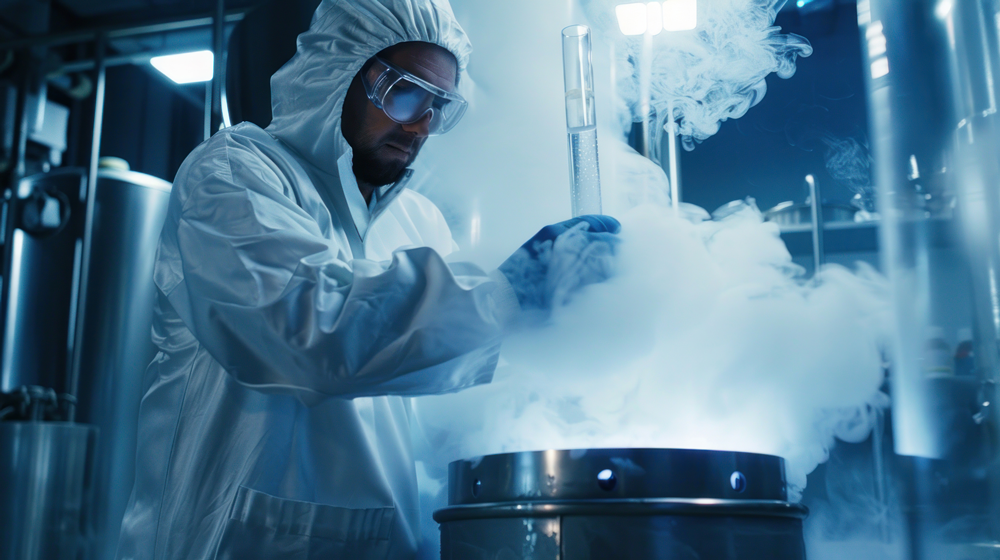 Handling dry ice with cryogenic gloves